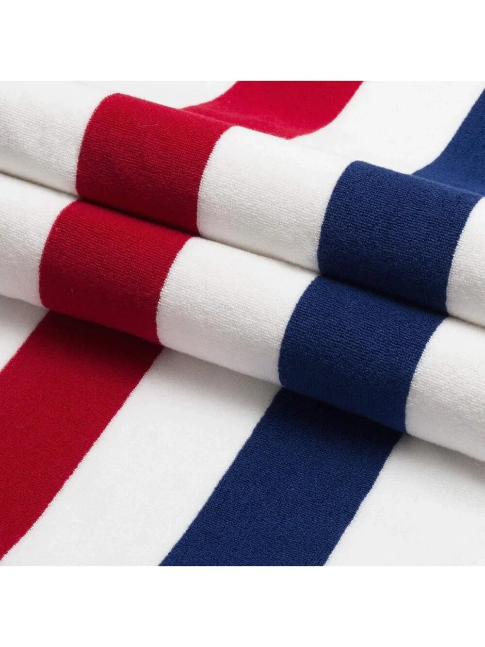 Oversized Striped Cabana Beach Towel - Plush 630 GSM Cotton - Red, White & Blue
